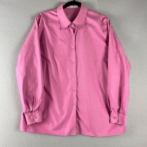 Foxcroft Wrinkle Free Shirt Womens 14W Pink Button Up Long Sleeve Career Office